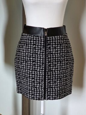 The Kooples Houndstooth Faux Leather Skirt